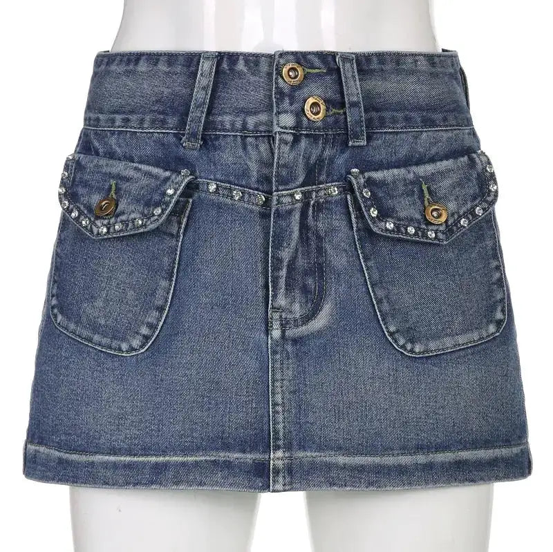 Vintage Diamond Denim Mini Skirt by Oz-Direct.com