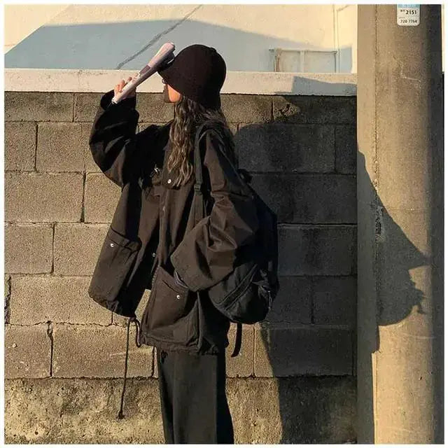 Oversized Cargo Jacket With Utility Pocket by Oz-Direct.com