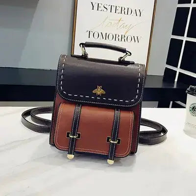 Vintage Paneled PU Leather Women Backpack by Oz-Direct.com