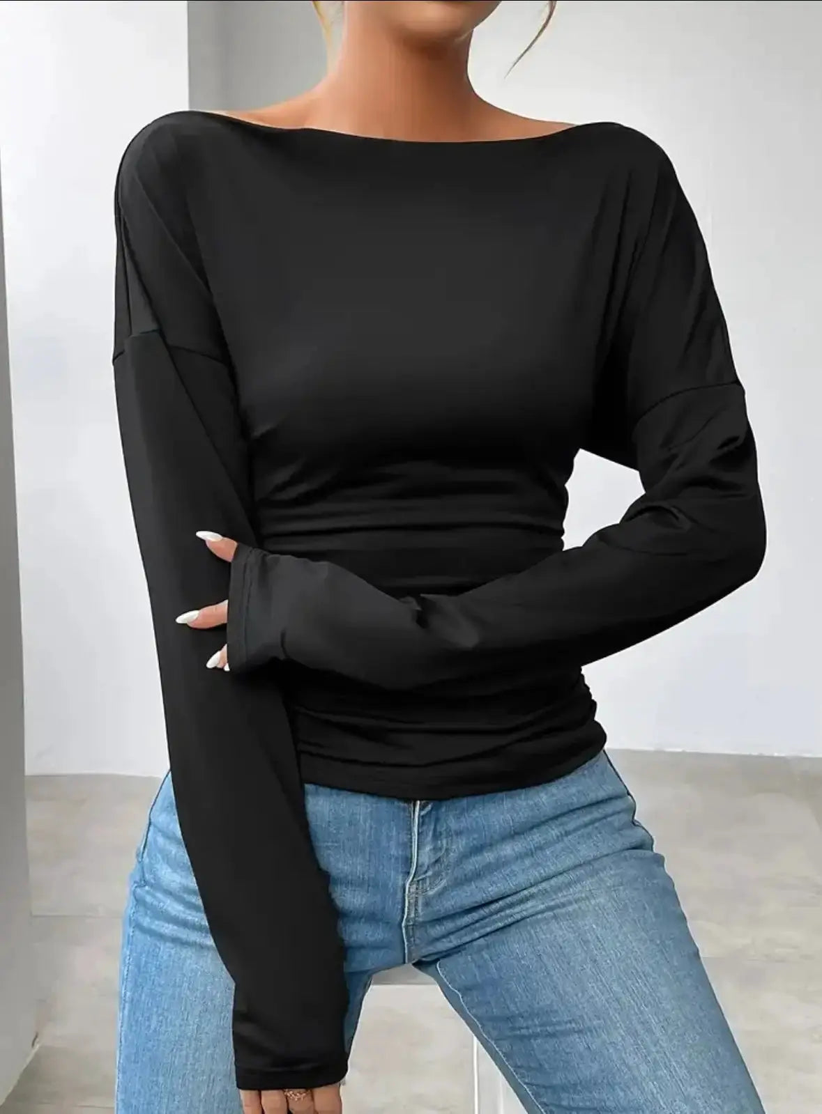 Black Off the Shoulder Top by Oz-Direct.com