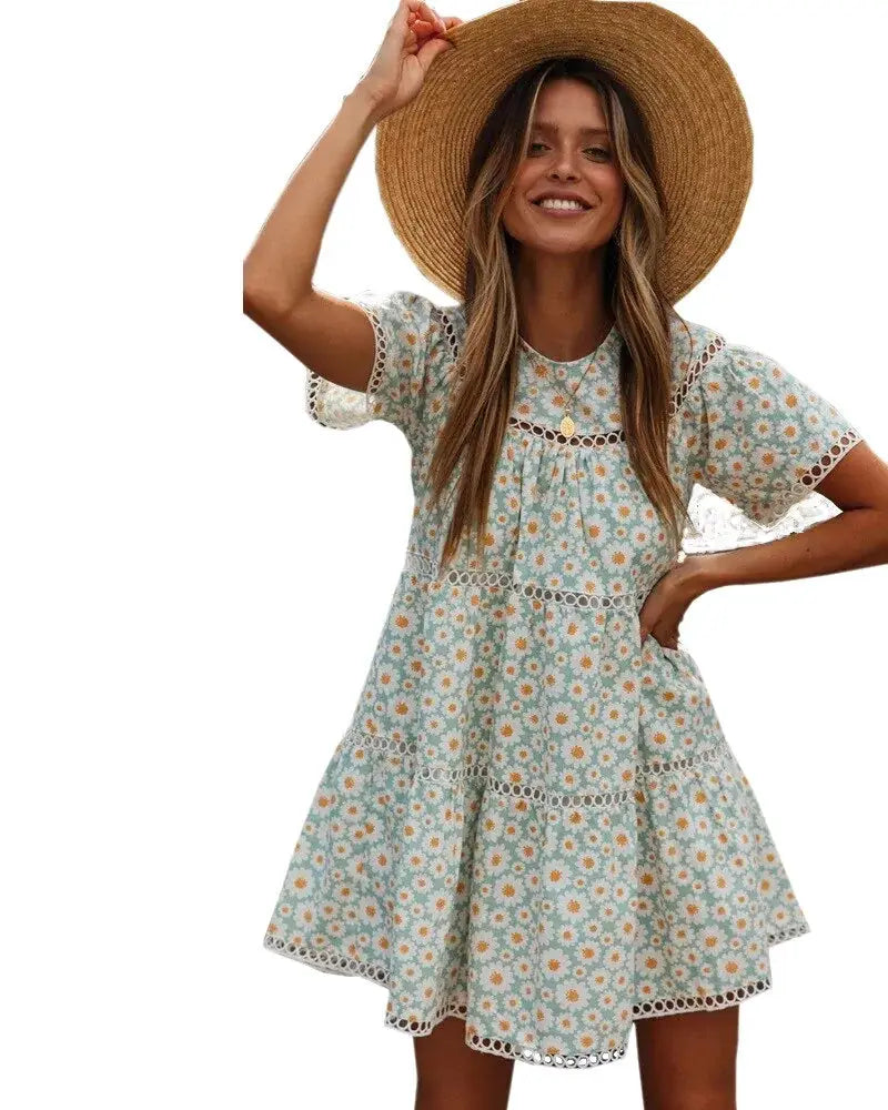 Short Sleeve Summer Floral Dress by Oz-Direct.com