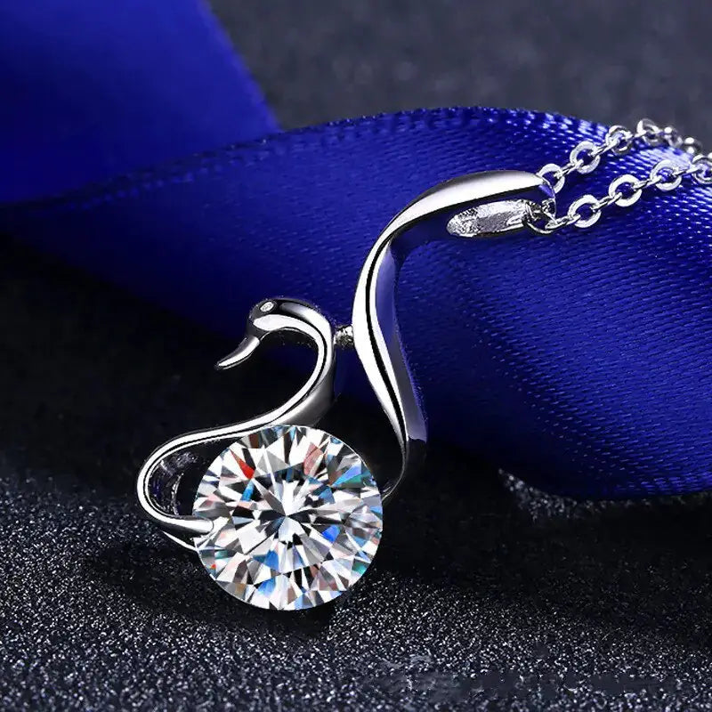 Moissanite Swan Diamond Necklace by Oz-Direct.com