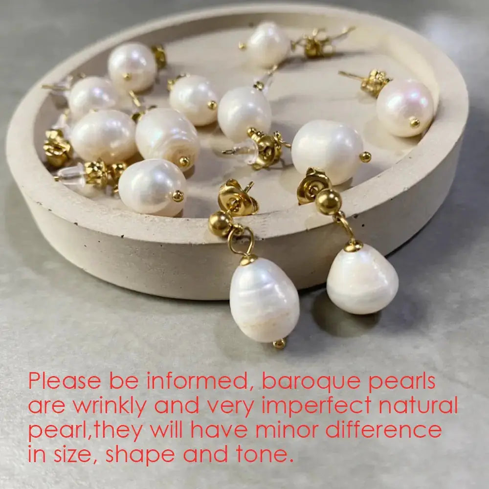 Natural Freshwater Pearl Dangle Earrings by Oz-Direct.com