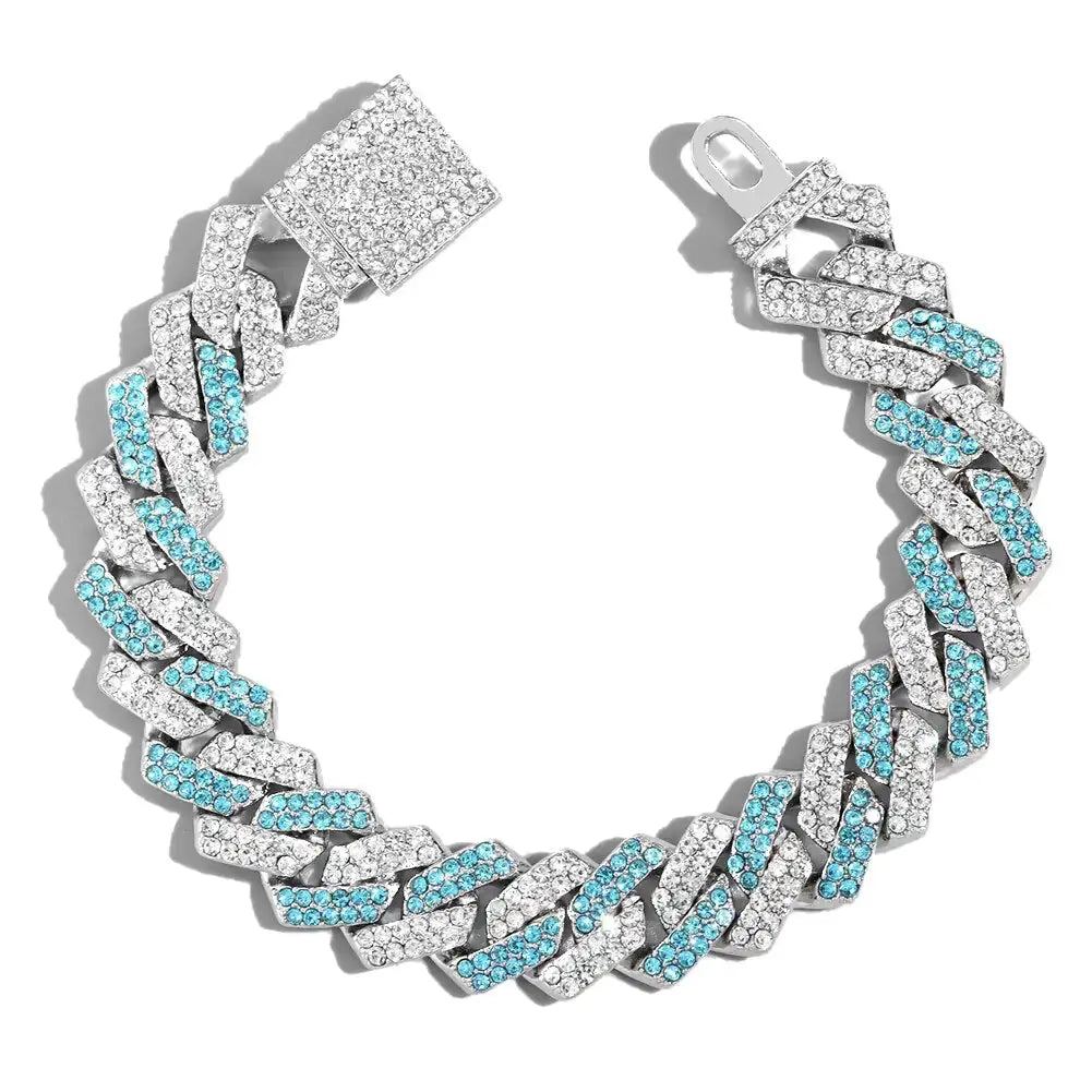 Blue & White Cuban Bracelet by Oz-Direct.com