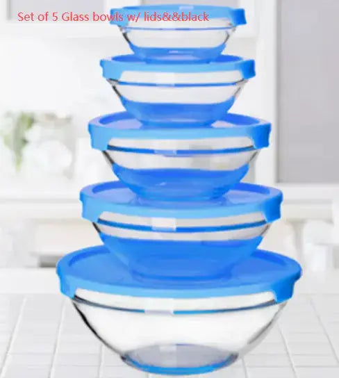 Set of 5 Glass Bowls w/ Lids by Oz-Direct.com