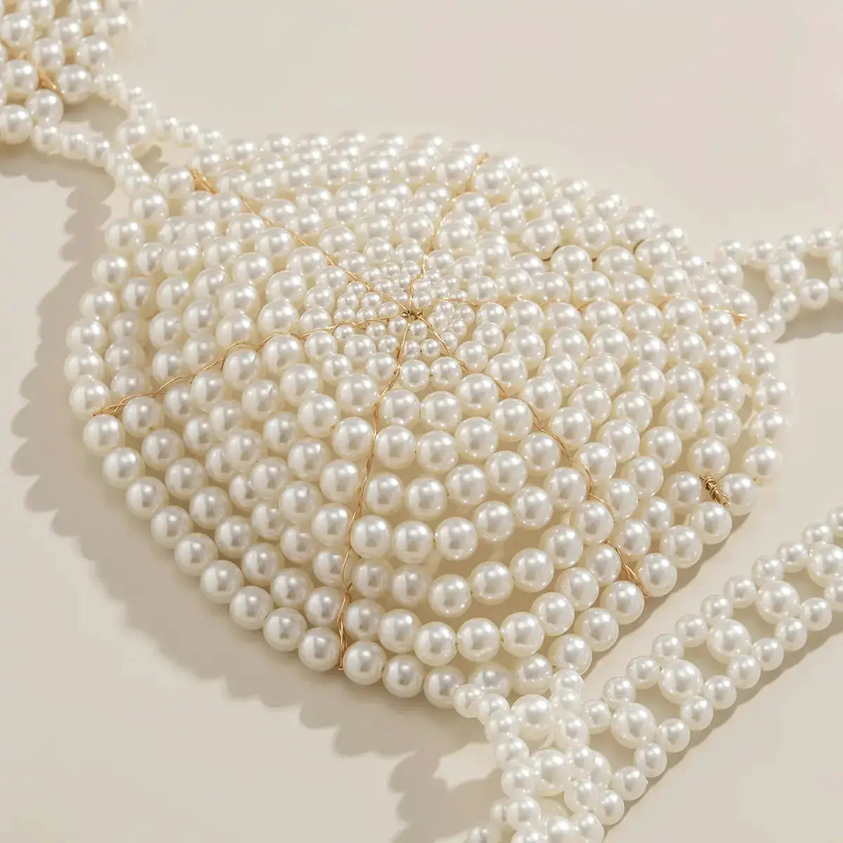 White Beaded Pearl Corset Bra by Oz-Direct.com