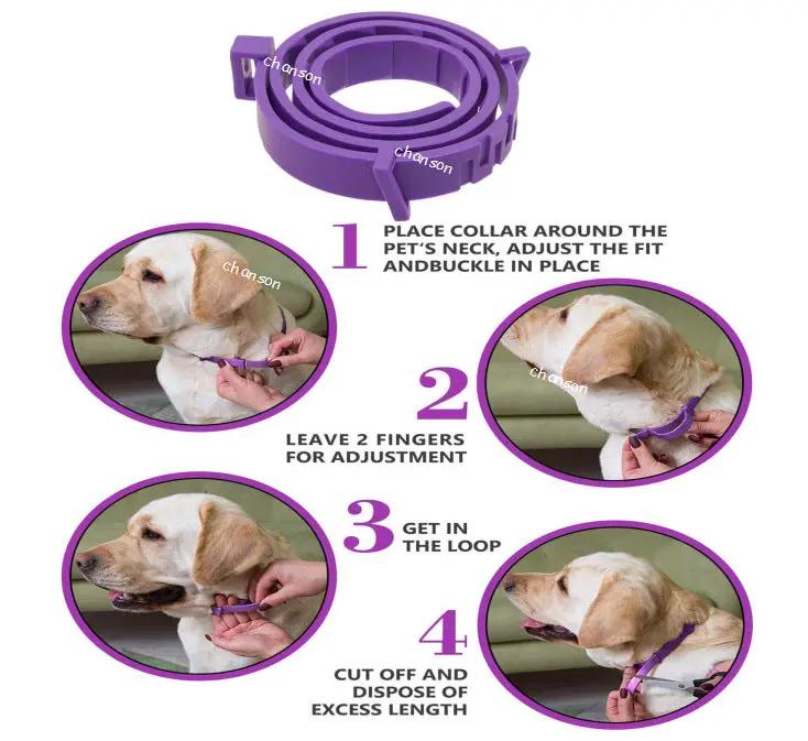eprolo purple adjustable calming collar for dogs and cats with a 4-step usage guide