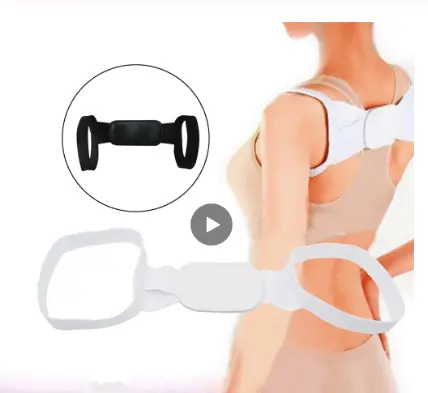eprolo back posture corrector belt, white and black variants, adjustable shoulder strap back brace (2 items)