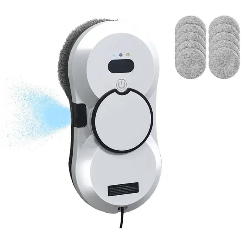 eprolo 5600Pa smart window cleaning robot; ultrathin white glass cleaner with remote and 2 microfiber pads