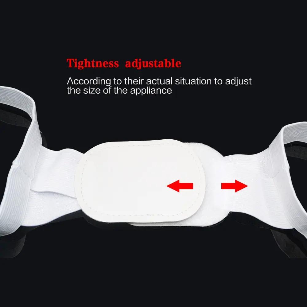 Back belt posture corrector by eprolo, white adjustable with central pad