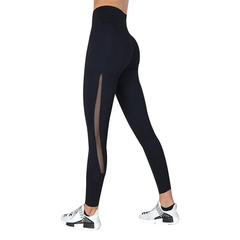 Black Sexy Women Yoga Sport Leggings Phone Pocket Fitness Running Pants Stretchy Sportswear Gym Leggings Slim Yoga Pant by eprolo