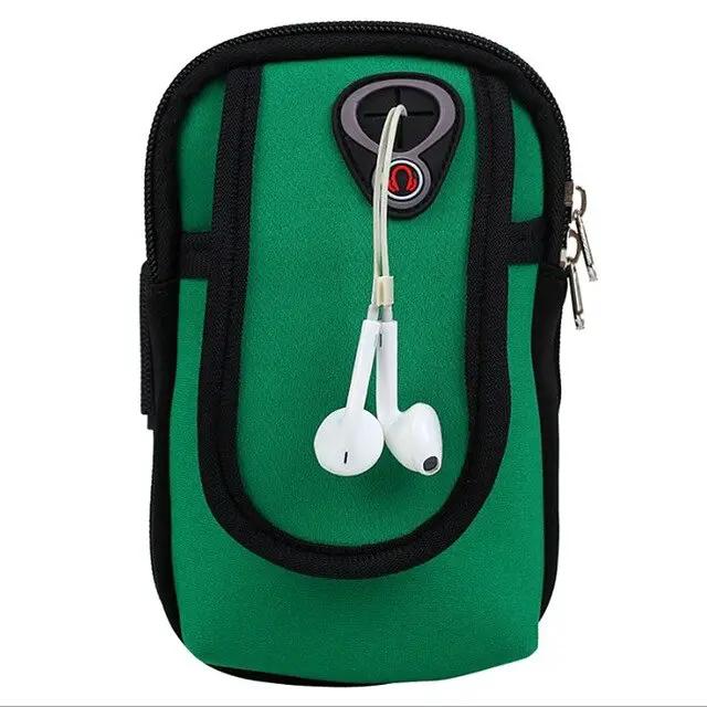 eprolo Sport Arm Running Bag, green waterproof nylon with phone pocket and earphones