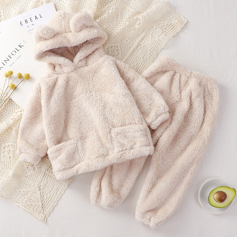 Children's Pajamas New Autumn Winter Bear Home Wear Set for Toddlers, Cute Outerwear Warm Clothing, High-End Kids Robe