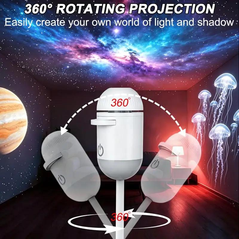 5D holographic galaxy & ocean projector, white LED night light by eprolo with 24 films and 360° rotation