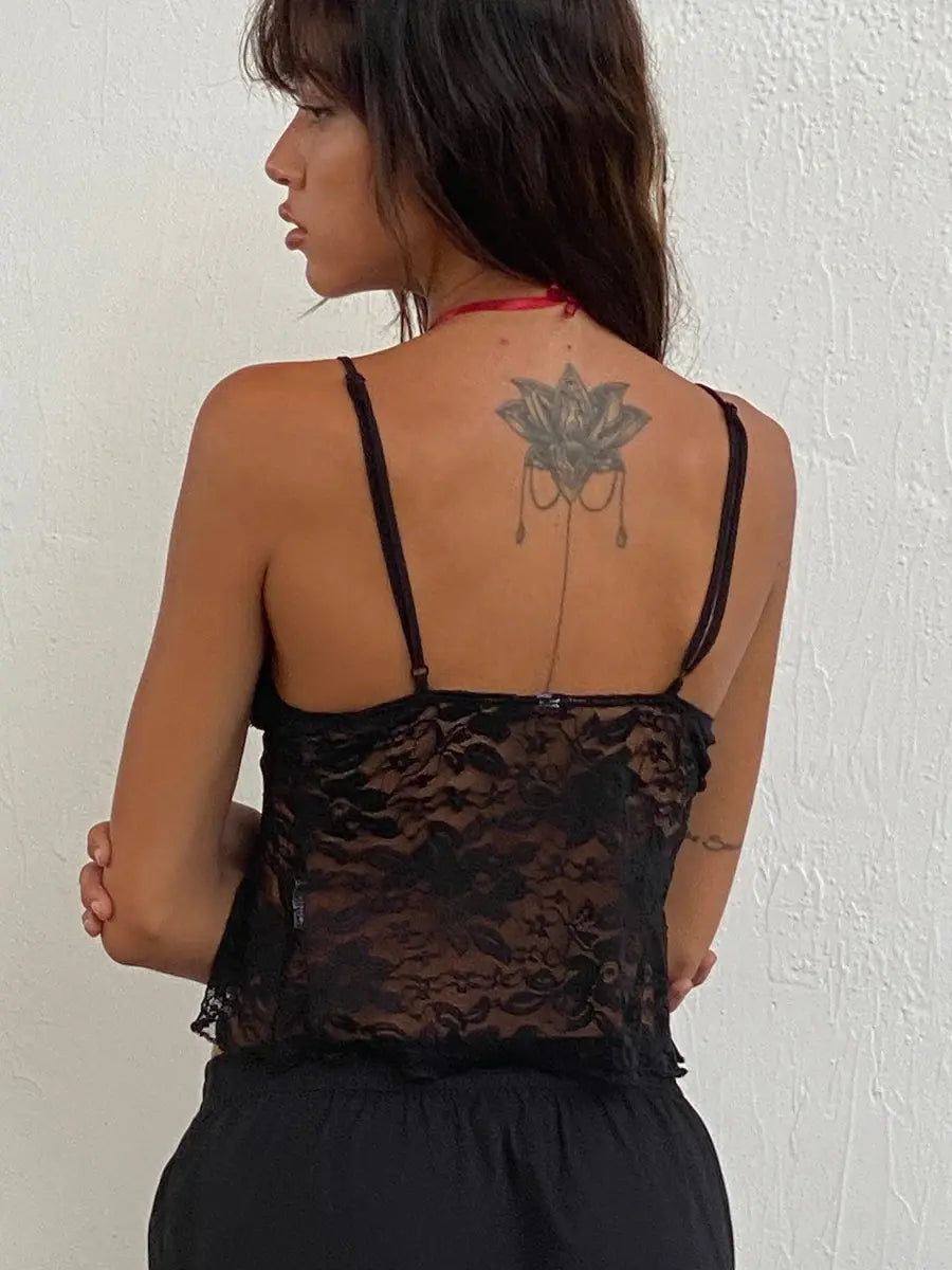 Vintage Floral Lace Crop Camis