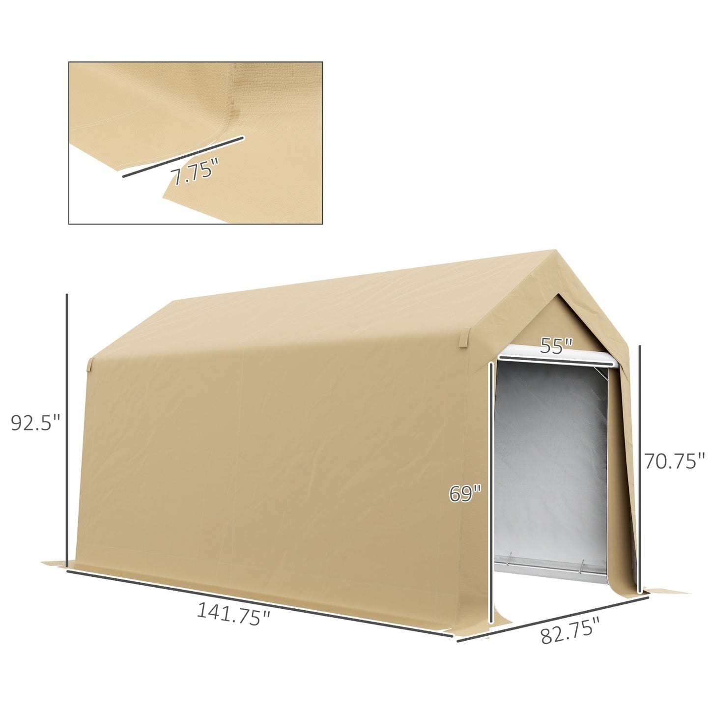Outsunny 7' X 12' Garden Storage Tent, Heavy Duty Outdoor Shed, Waterproof Portable Shed Storage She