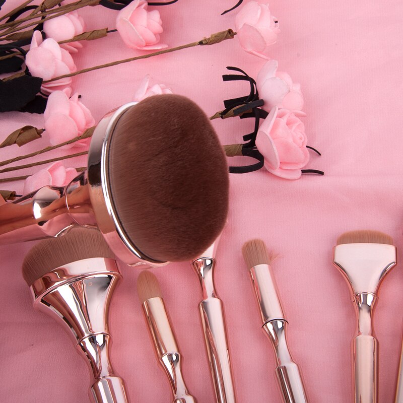 9 PCS Makeup Brushes Set Rose Golden Beauty Cosmetic Tool