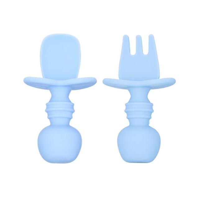 Children's Tableware Baby Dishes Set Silicone Fork Spoon Set