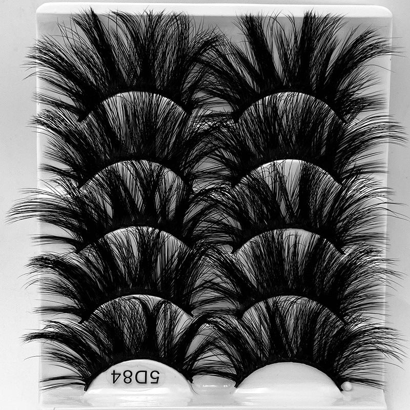 5D 25mm 5 Pairs Mink Eyelashes Multi-Layer Lengthening Thick Thickened False Eyelashes