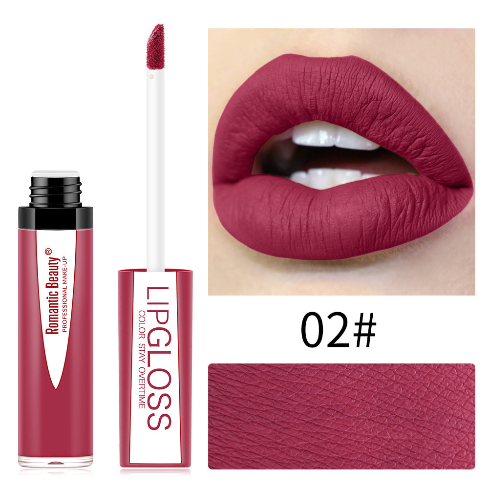 Romantic Beauty Waterproof Non-Stick Lip Glaze Portable Matte Texture Lip Gloss