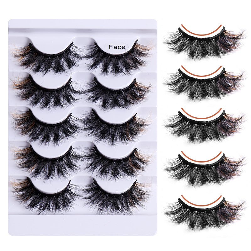 5 Pairs Of Colorful Fried False Eyelashes Multi Layer Thick Cross Mink Like Eyelashes