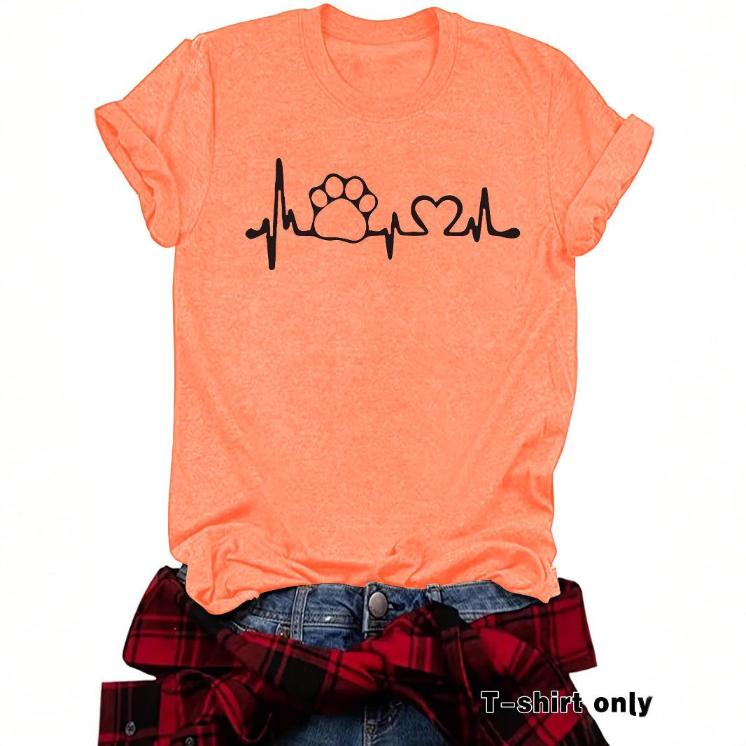 Love pet round neck pullover short sleeved shirt