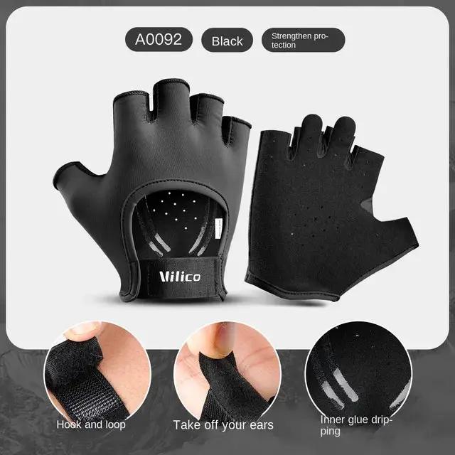 Fitness yoga gloves, black half-finger pair by eprolo with anti-slip and wear-resistant design.