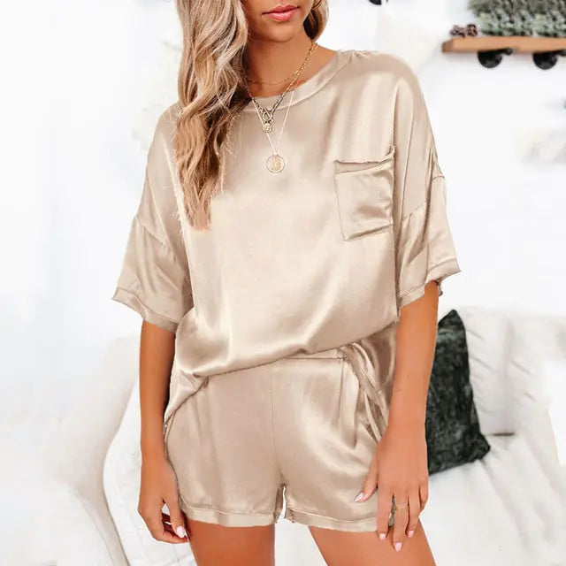 Summer Satin Pajamas Set Women