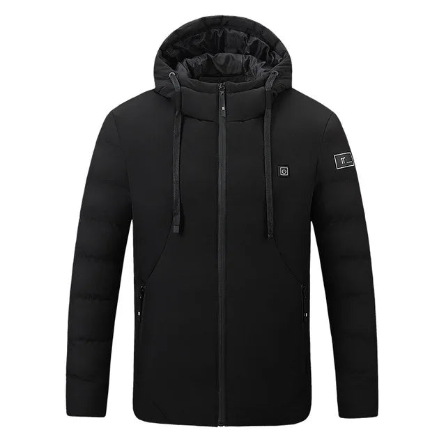 4 Areas Heated Jacket for Men & Women USB Single Control Smart Heating Cotton Clothing Heated Vest Constant Temperature Hooded Jacket