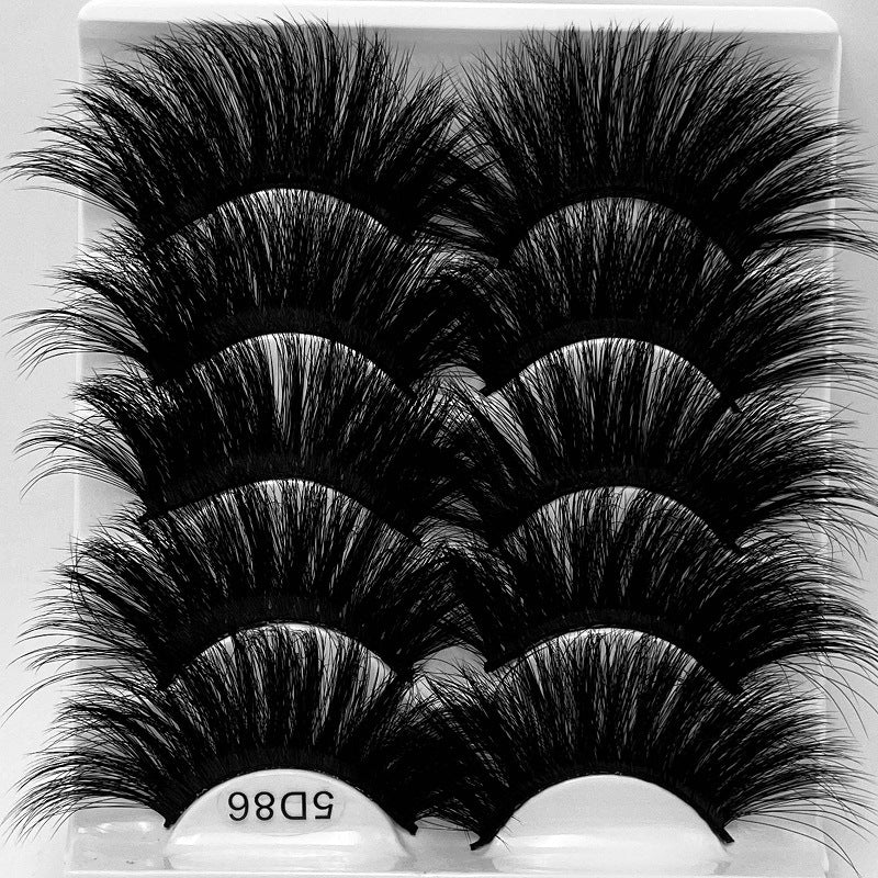 5D 25mm 5 Pairs Mink Eyelashes Multi-Layer Lengthening Thick Thickened False Eyelashes