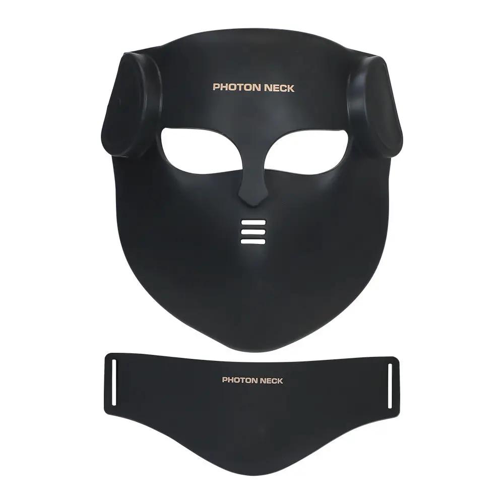 Photon Neck silicone facial mask in black with matching neck strap.