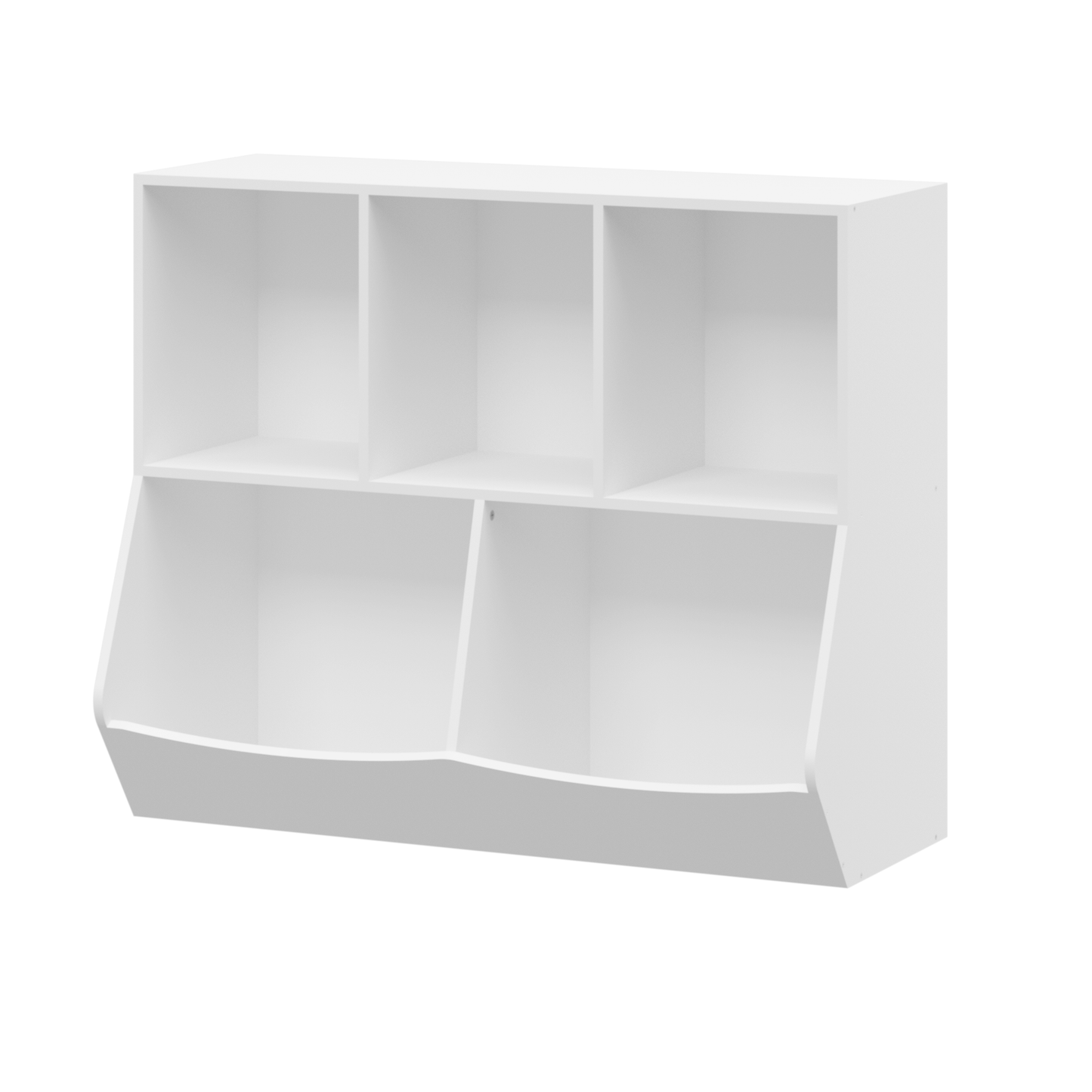 Kids Bookcase with Collapsible Fabric Drawers Children's Toy Storage Cabinet for Playroom White/Gray