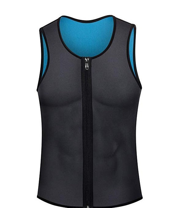 Men's sports shapewear, zipper vest, sweatshirt, chloroprene rubber sweatshirt, fitness corset.