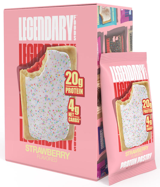Legendary Foods 20 gr Protein Pastry- Low Carb Tasty Protein Bar Alternative Keto Friendly No Sugar Added High Protein Snacks Gluten Free Breakfast Keto Food - Strawberry (8-Pack)