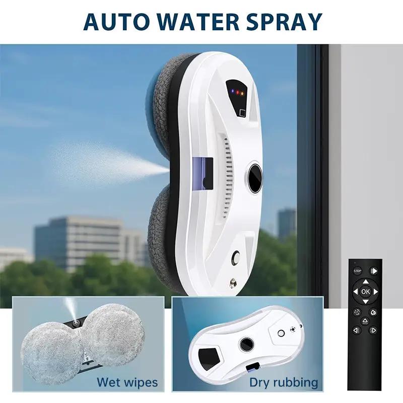 eprolo 5600Pa smart window cleaning robot in white with dual round gray pads and remote