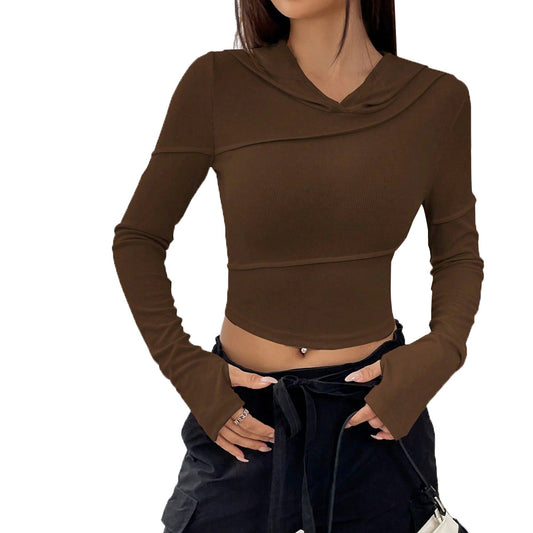 European and American street fashion V-neck sweatshirt autumn and winter slim leggings hooded top women