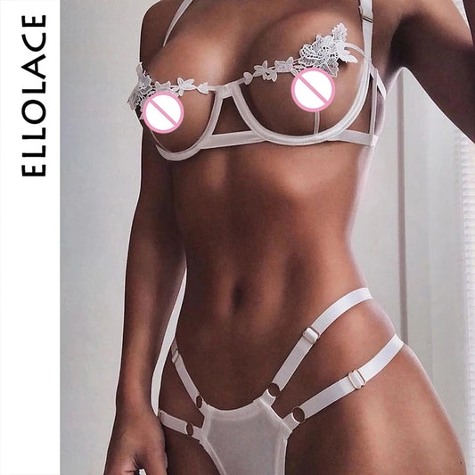 Ellolace Sexy Lingerie Women's Underwear Set See Through Brassiere Lingerie Set Sexy Lace Underwear Bra and Panty Set Wholesale