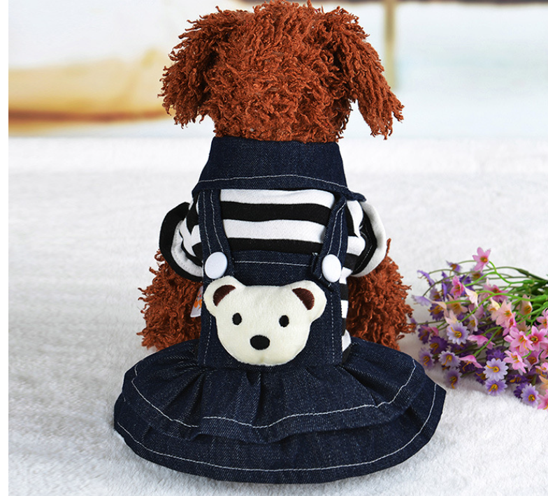 Striped Denim Suspenders for Dogs - Pet Clothing