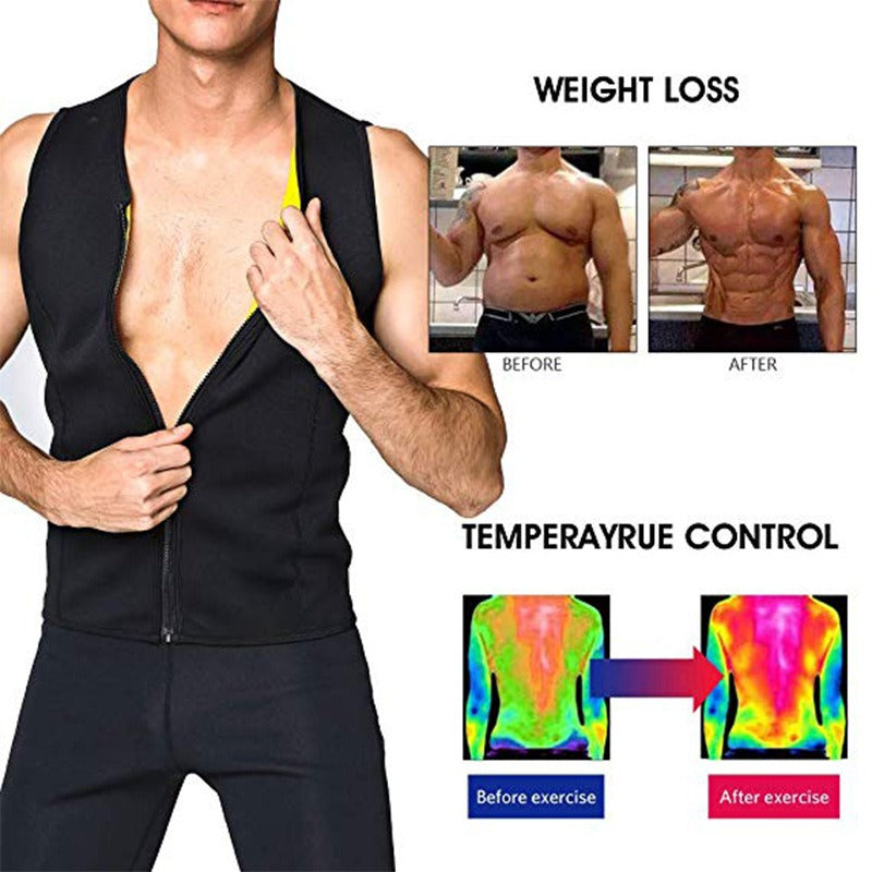 Men's sports shapewear, zipper vest, sweatshirt, chloroprene rubber sweatshirt, fitness corset.