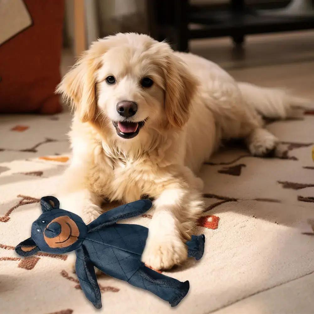 Mighty Bear soundmaking plush interactive dog toy, blue bear for dogs