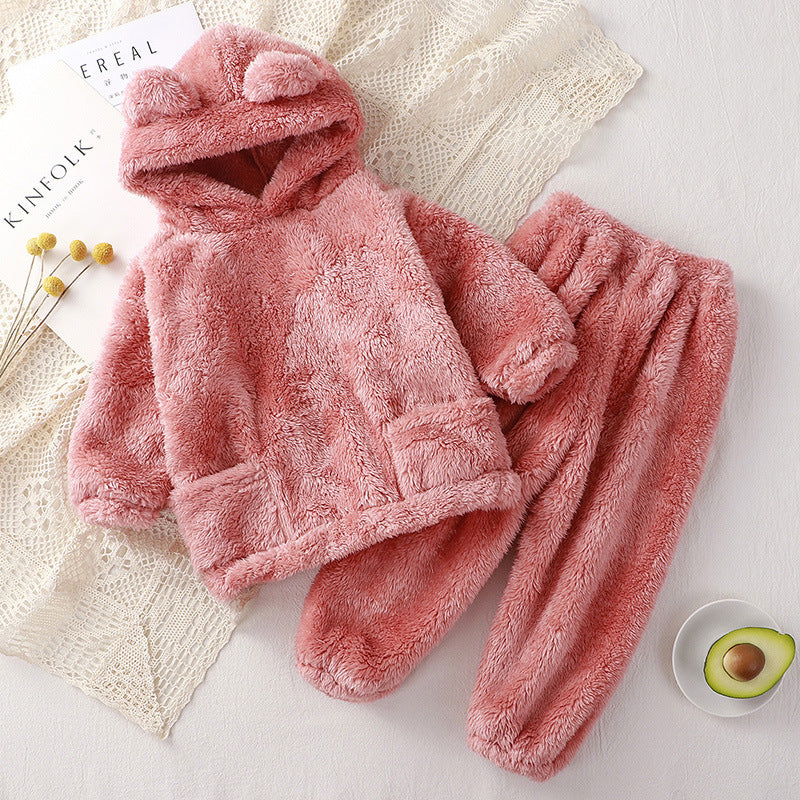 Children's Pajamas New Autumn Winter Bear Home Wear Set for Toddlers, Cute Outerwear Warm Clothing, High-End Kids Robe