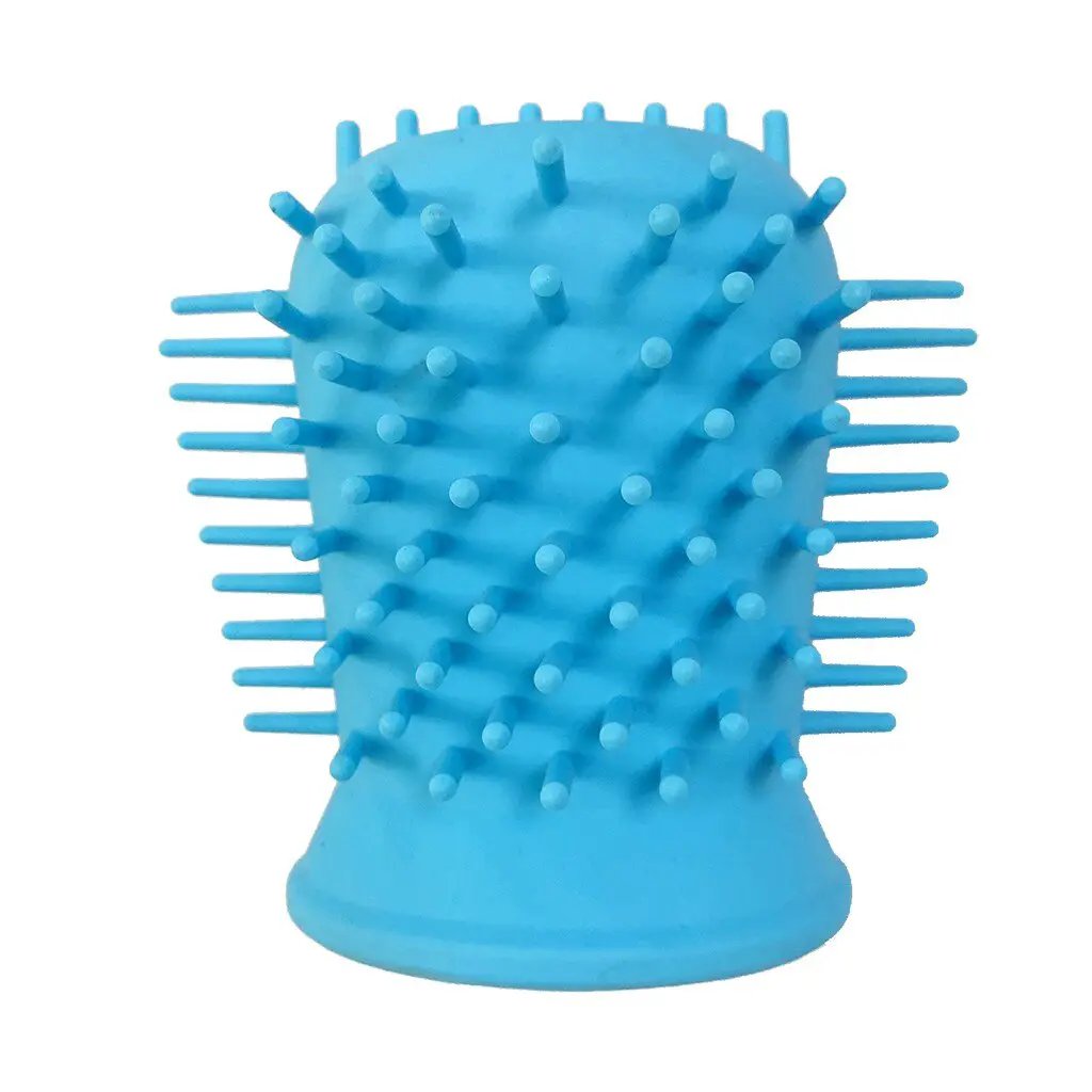 Dog paw cleaner cup blue silicone foot washer with massaging bristles by eprolo