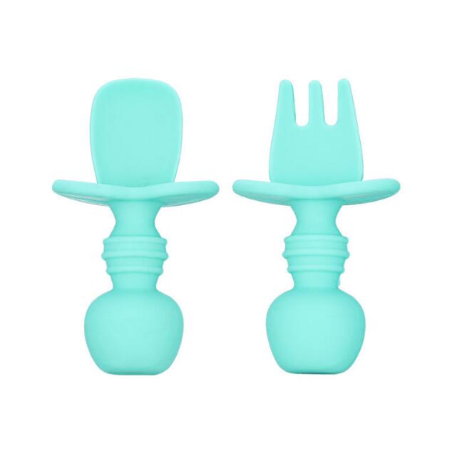 Children's Tableware Baby Dishes Set Silicone Fork Spoon Set