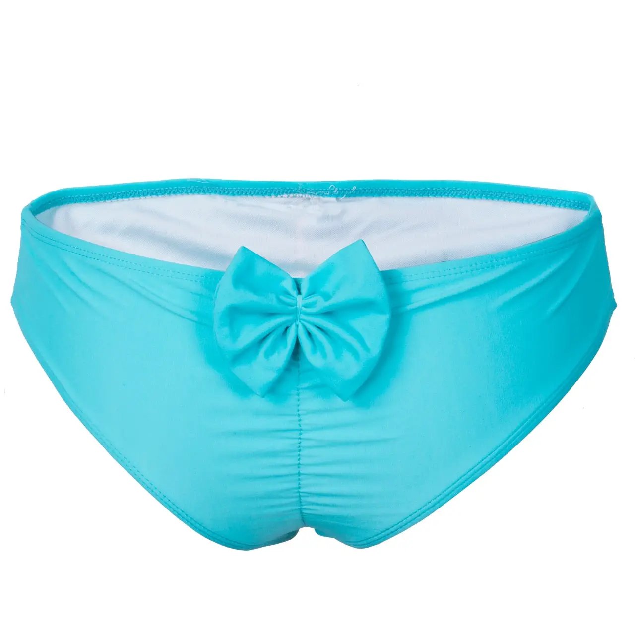 Womens bowknot bikini bottom in turquoise blue by eprolo, Brazilian-style swimwear, sizes S–XL.