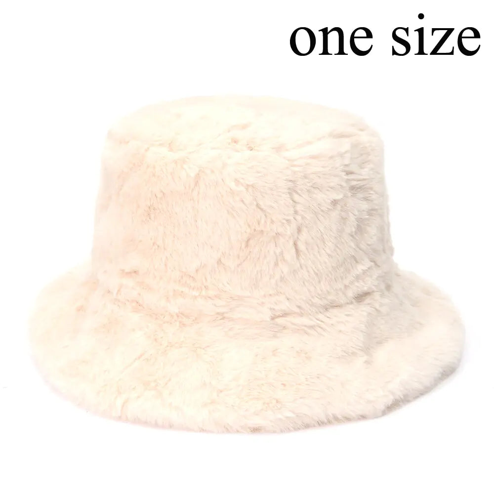 Winter Cow Leopard Faux Fur Fluffy Bucket Hats