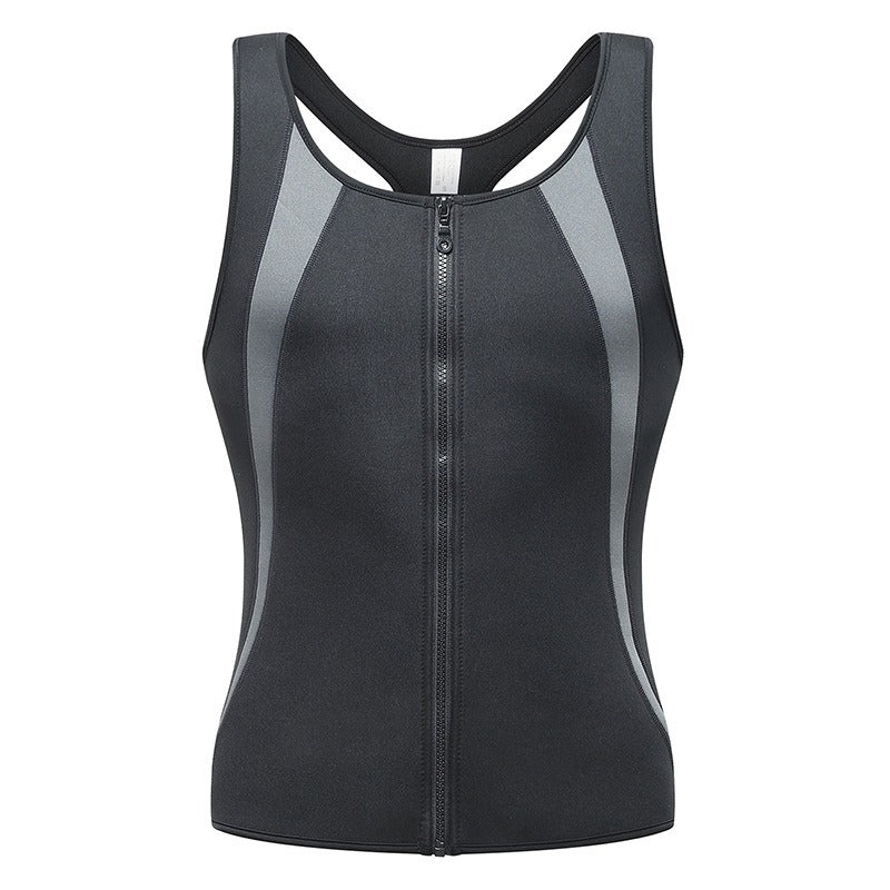 Men's sports shapewear, zipper vest, sweatshirt, chloroprene rubber sweatshirt, fitness corset.