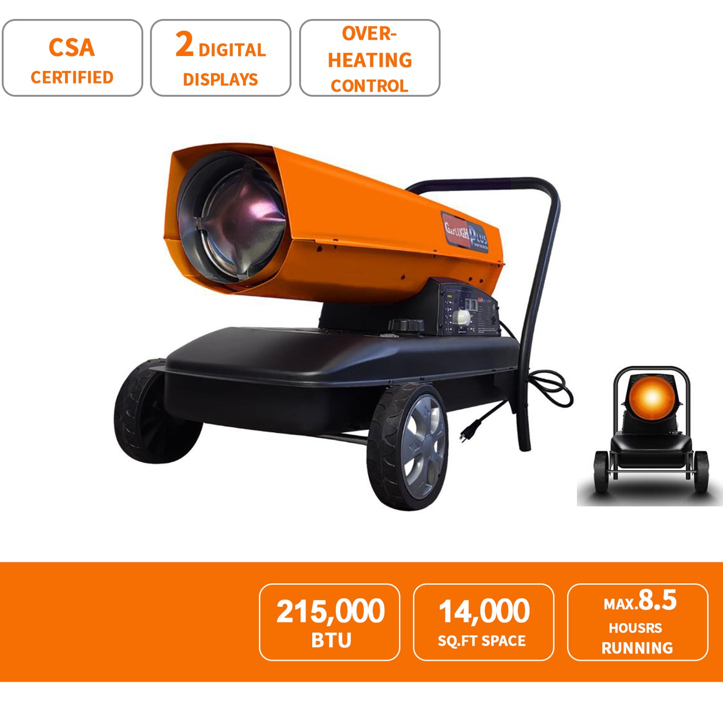 Diesel Heater with Thermostat Control and Overheat Protection for Jobsite Garage Construction Site and Farm