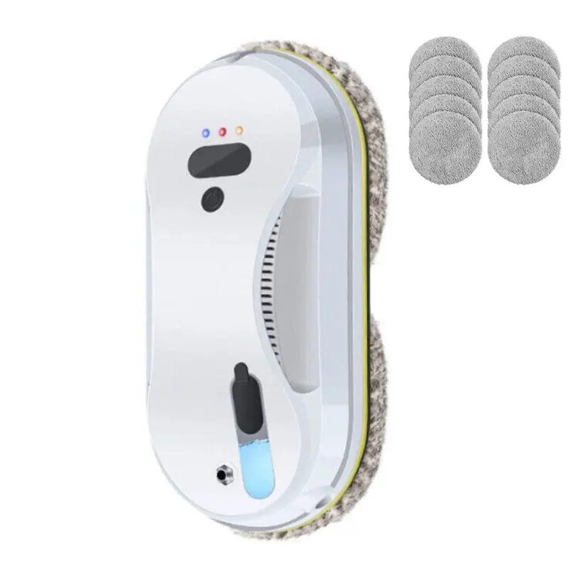 Smart window cleaning robot, ultra-thin white glass cleaner with 4 replacement microfiber pads