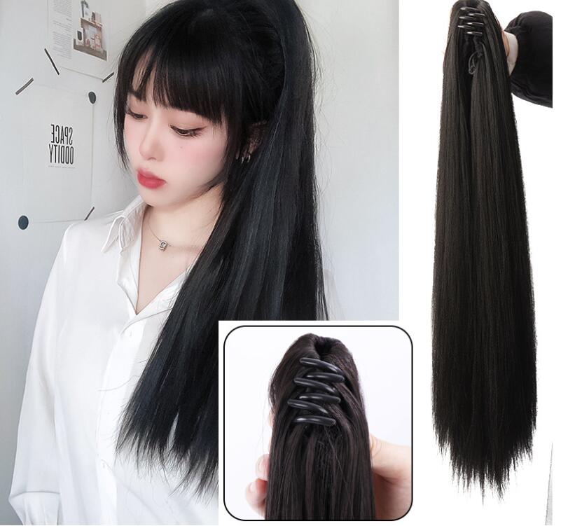 Grab clip ponytail wig female straight hair ponytail mini small grab clip ponytail long straight hair chemical fiber wig high ponytail