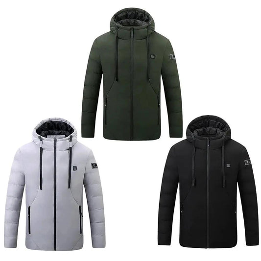 4 Areas Heated Jacket for Men & Women USB Single Control Smart Heating Cotton Clothing Heated Vest Constant Temperature Hooded Jacket by Oz-Direct.com